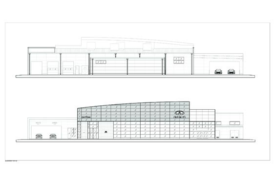 Infiniti Dealership Elevations of Front and Back