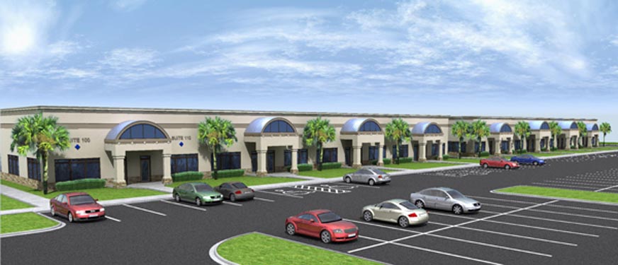 Mason Commerce project rendering of building exterior and lot