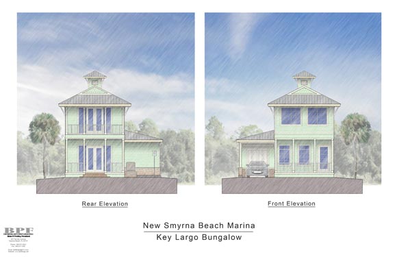 NSB Marina Key Largo Bungalow Front/Rear Elevations