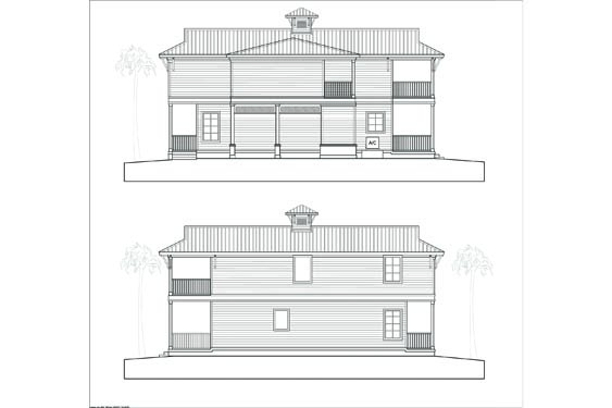 NSB Marina Big Coppit Key Bungalow Elevations front and rear