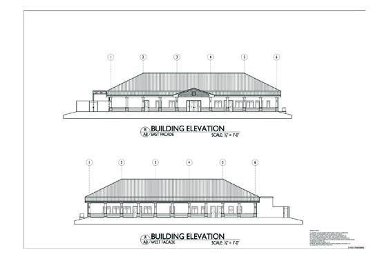 Plantation Oaks Clubhouse Elevations of Front/Rear